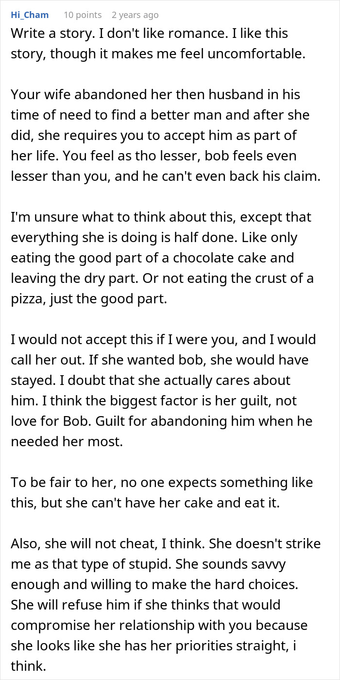 Husband's accident ends his marriage, but his ex-wife refuses to leave his side, creating a complex situation.