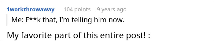 A comment about a Woman&rsquo;s Drunken Tantrum Over A Honeymoon Trip, emphasizing a favorite part of the post.