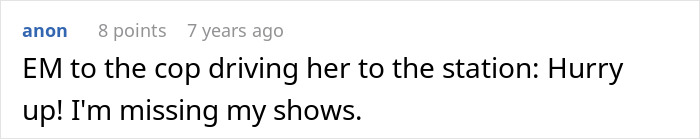 Screenshot of a comment about the mom's parenting fail and getting arrested, asking the cop to hurry up. Screenshot of a comment about the mom's parenting fail and getting arrested, asking the cop to hurry up.