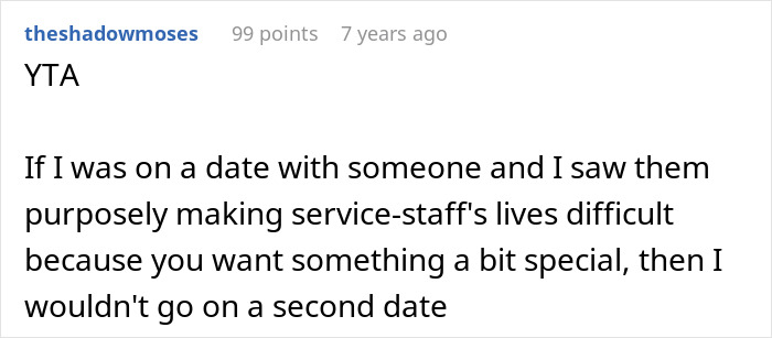 Someone on a date making service staff's lives difficult in a restaurant due to a lie allergy, potentially leading to the emergency room.