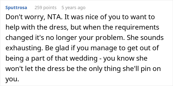 Supportive comment about changed dress requirements no longer user's problem
