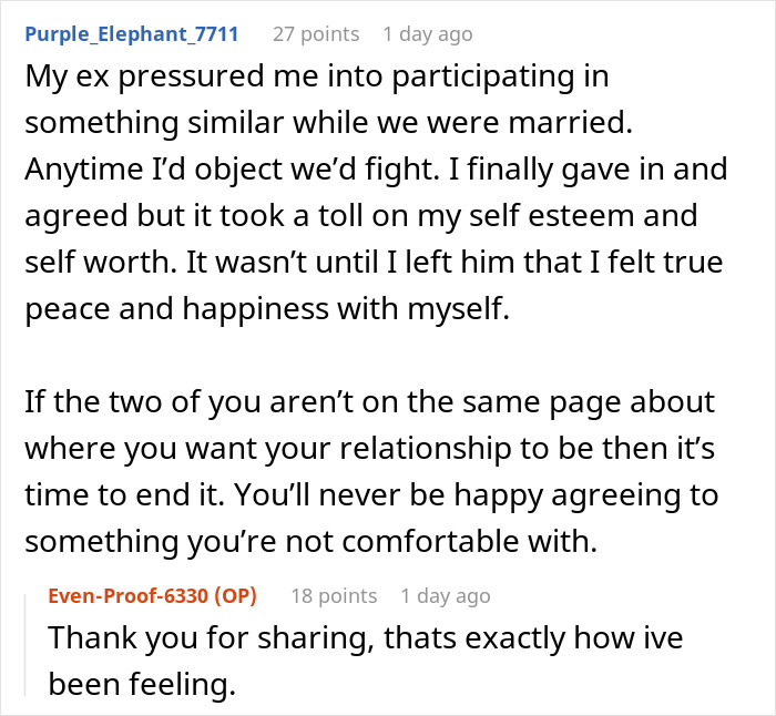 A screenshot of a comment about regretting an open marriage and avoiding divorce. A screenshot of a comment about regretting an open marriage and avoiding divorce.