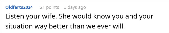 Reddit comment urging to listen to spouse for better understanding of family situation Reddit comment urging to listen to spouse for better understanding of family situation