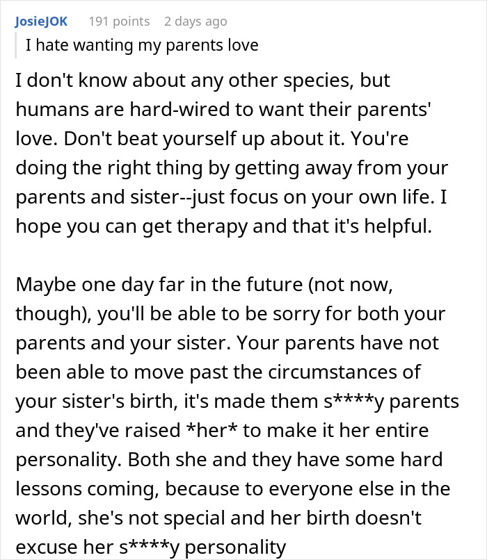 20YO Receives Special Treatment From Parents For Being Preemie, Bullies 18YO Causing Her To Leave 20YO Receives Special Treatment From Parents For Being Preemie, Bullies 18YO Causing Her To Leave