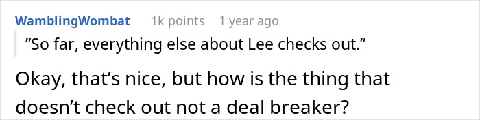 A Reddit comment questioning why a woman ignores red flags after finding a husband’s memory box, revealing stalkerish tendencies. A Reddit comment questioning why a woman ignores red flags after finding a husband’s memory box, revealing stalkerish tendencies.
