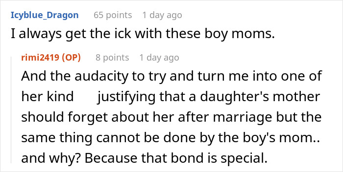User expresses discomfort with boy moms and MIL justifications for special bonds User expresses discomfort with boy moms and MIL justifications for special bonds