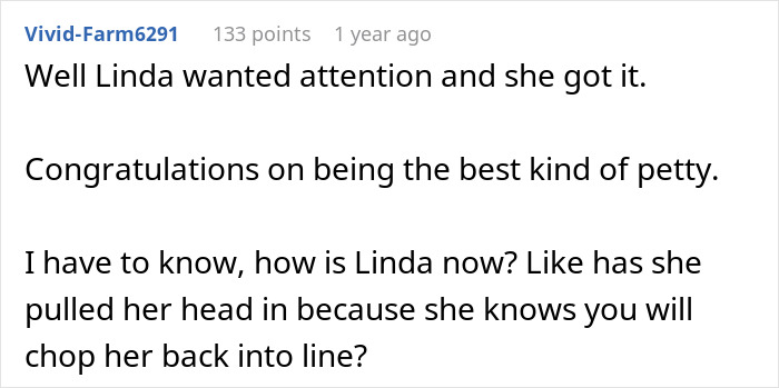 A comment acknowledges MIL Linda got attention for her white dress at the son's wedding, asking for updates on her.