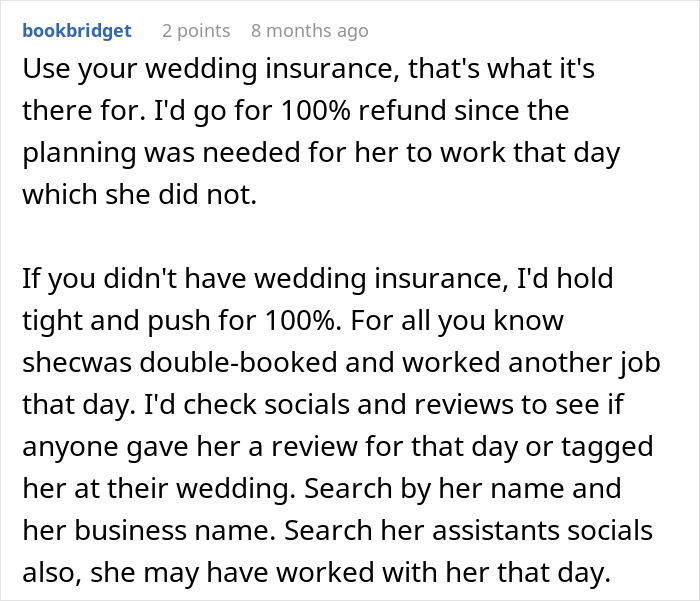 Using wedding insurance and researching coordinator for refund after cancellation