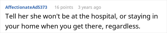 Pregnant woman having contractions: MIL refuses to leave. A comment advises telling MIL she won't be in the hospital or home.