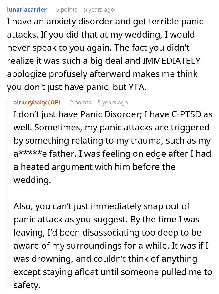 Comments on anxiety disorder causing panic attacks at weddings Comments on anxiety disorder causing panic attacks at weddings