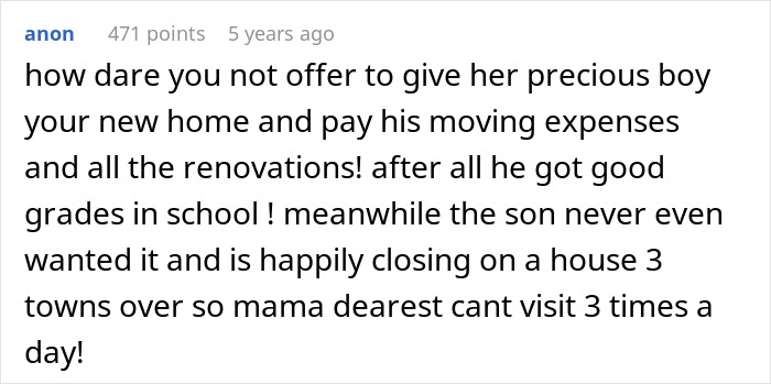 A Reddit comment describing the absurdity of Karen demanding a home for her son, a key aspect of the Karen story. A Reddit comment describing the absurdity of Karen demanding a home for her son, a key aspect of the Karen story.