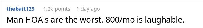 Comment criticizing HOA fees as unreasonable Comment criticizing HOA fees as unreasonable