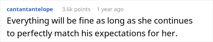 A Reddit comment implying a woman's safety depends on matching her husband’s expectations, revealing his stalkerish tendencies. A Reddit comment implying a woman's safety depends on matching her husband’s expectations, revealing his stalkerish tendencies.