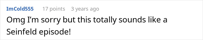 Comment comparing gender reveal cake incident to a Seinfeld episode Comment comparing gender reveal cake incident to a Seinfeld episode
