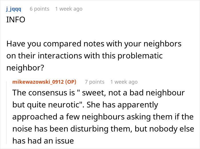 A Reddit thread comment section discussing an anxious neighbor complaining about a car and wanting advance notice. A Reddit thread comment section discussing an anxious neighbor complaining about a car and wanting advance notice.