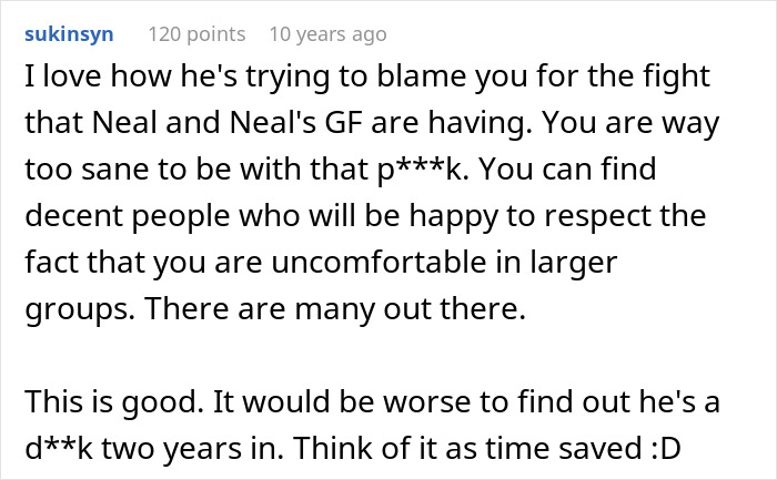 Screenshot of a comment supporting the introverted GF, advising her that she can find people who respect her. Screenshot of a comment supporting the introverted GF, advising her that she can find people who respect her.