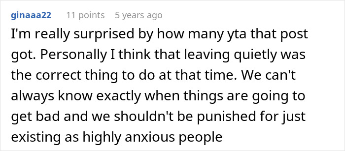 Comment supporting leaving quietly during panic attack at wedding Comment supporting leaving quietly during panic attack at wedding