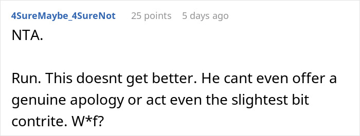 Comment advising to run from drunken rampage and no apology Comment advising to run from drunken rampage and no apology