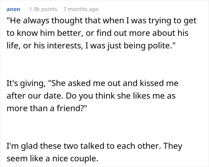 A Reddit comment from anon discussing a husband living a double life and getting to know him better.