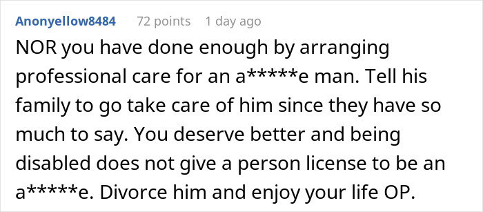 Wife Tries To Be Understanding Of Her Disabled Husband But Finally Has Enough Of Him