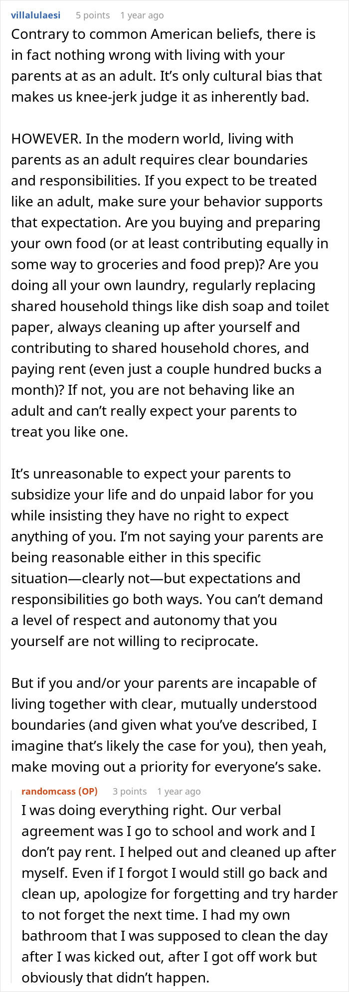 A woman asked to leave home after refusing to follow one rule.