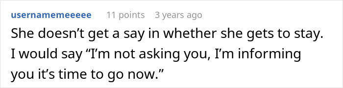 A comment suggests a pregnant woman inform her MIL it's time to go, not ask, during contractions.
