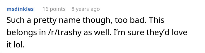 A comment on the selfish friend's story, suggesting it belongs in /r/trashy. A comment on the selfish friend's story, suggesting it belongs in /r/trashy.