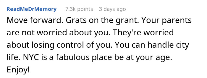 20YO Gets $4K Grant To Go On NYC Research Trip, Worried Parents Threaten To Cut Her Off 20YO Gets $4K Grant To Go On NYC Research Trip, Worried Parents Threaten To Cut Her Off