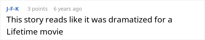 A comment describing the wedding and vacation ruined story of the entitled woman as dramatized for a Lifetime movie.