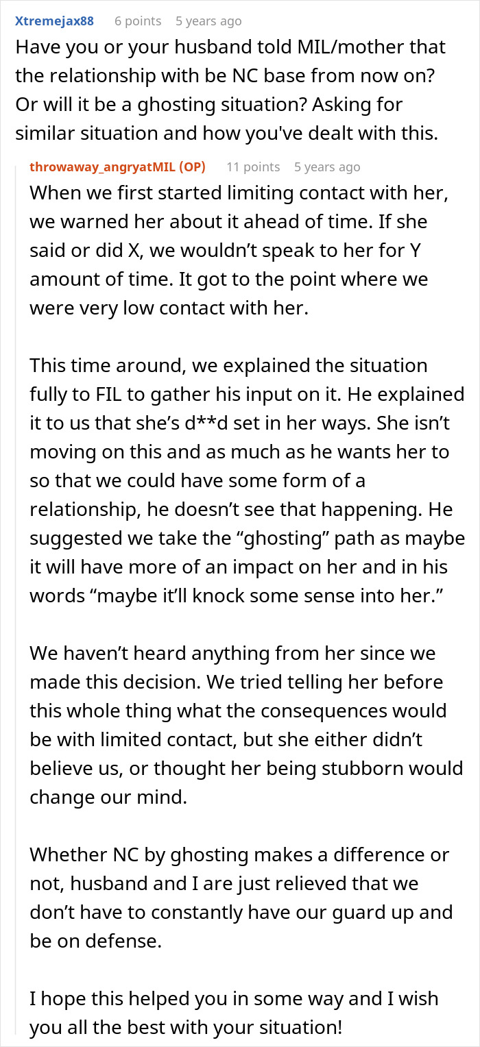 Couple explains going no contact with MIL over kids issue and stubbornness