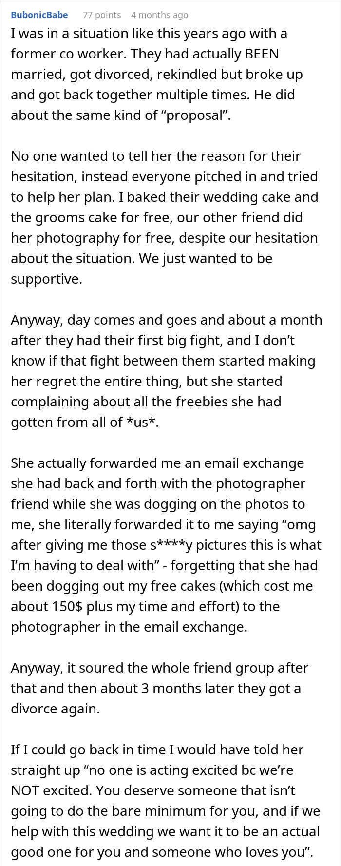 Story of friend group supporting a problematic wedding with free services despite hesitation Story of friend group supporting a problematic wedding with free services despite hesitation