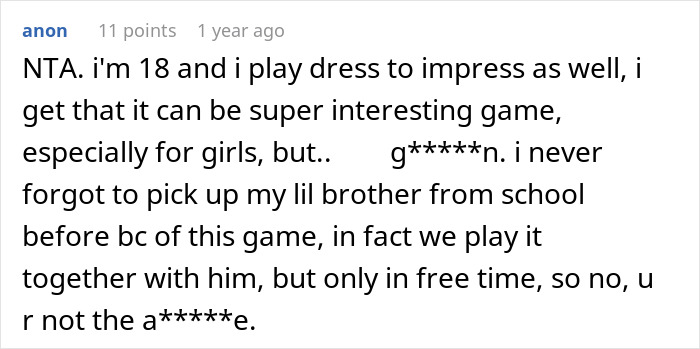 A screenshot of a comment from an 18-year-old gamer relating to the woman's gaming problem.