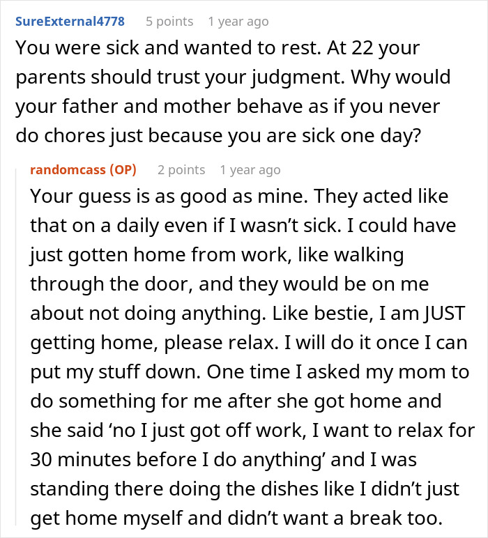 A woman asked to leave home after refusing to follow one rule.