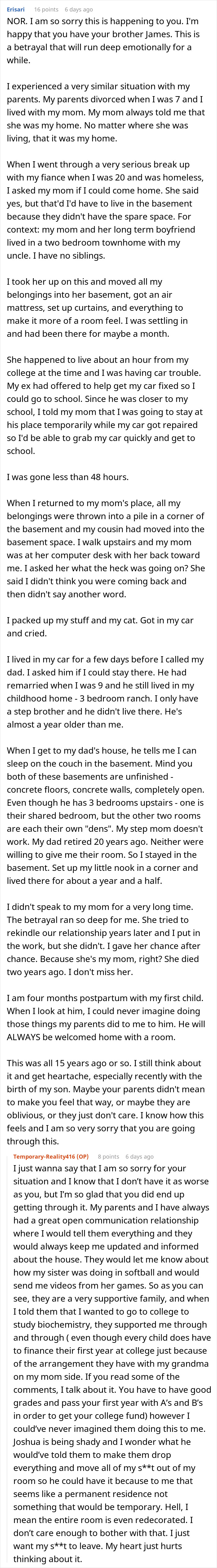 18YO fumes as loving parents expect her to give her room to jobless bro, depicting a difficult family situation. 18YO fumes as loving parents expect her to give her room to jobless bro, depicting a difficult family situation.