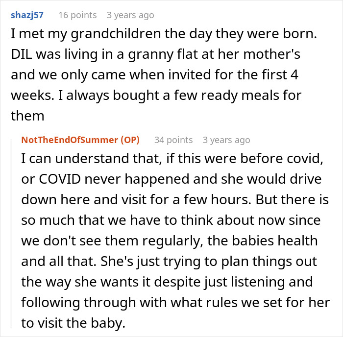 Pregnant woman starts having contractions while MIL refuses to leave; a user shares how they respectfully visited their DIL.