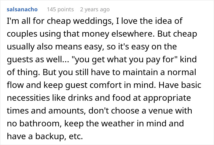 Comment about cheap weddings and guest comfort tips Comment about cheap weddings and guest comfort tips