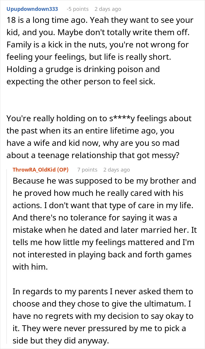 Comment about holding grudges being harmful and family relationships evolving over time Comment about holding grudges being harmful and family relationships evolving over time