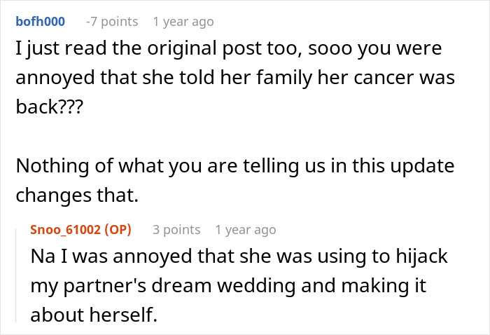 Couple Gets Annoyed That SIL With Cancer Is Taking Away From Their Wedding, It's Way Worse Than That Couple Gets Annoyed That SIL With Cancer Is Taking Away From Their Wedding, It's Way Worse Than That