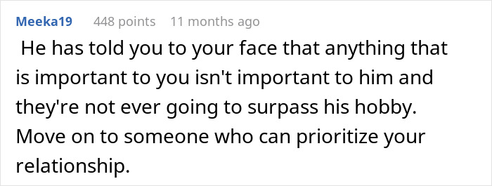 Woman Has A Moment Of Clarity And Dumps BF Who Tells Her What Is Actually Important To Him