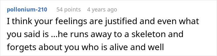 A Reddit comment supports a pregnant woman's feelings about her husband grieving his late ex. A Reddit comment supports a pregnant woman's feelings about her husband grieving his late ex.