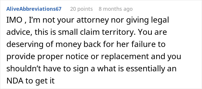 Opinion on small claims case for wedding coordinator refund and NDA