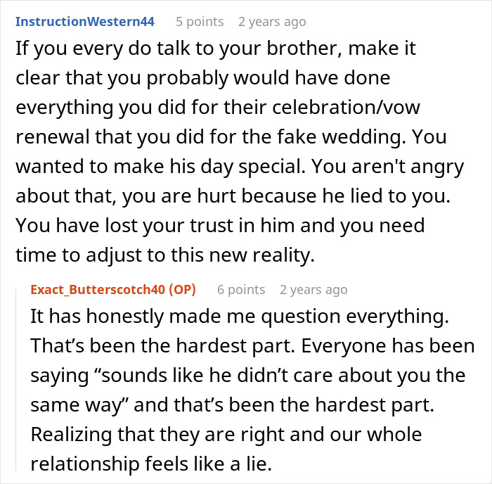 Woman Becomes Estranged From Beloved Brother After Fake Wedding Drama Destroys Trust Woman Becomes Estranged From Beloved Brother After Fake Wedding Drama Destroys Trust