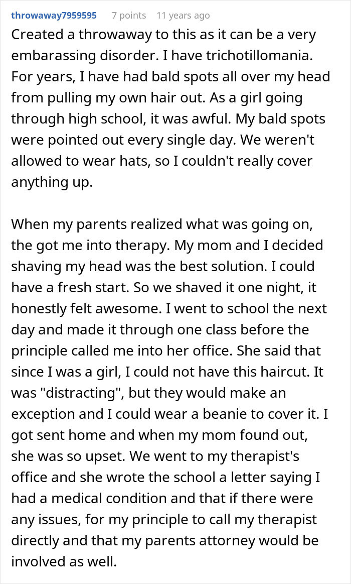 A woman recounts her struggle with hair loss and how it affected her job.