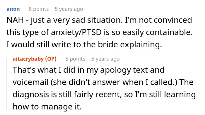 Comment describing situation as sad and advising apology to bride Comment describing situation as sad and advising apology to bride