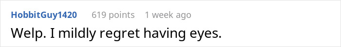 User expressing mild regret about seeing explicit photos