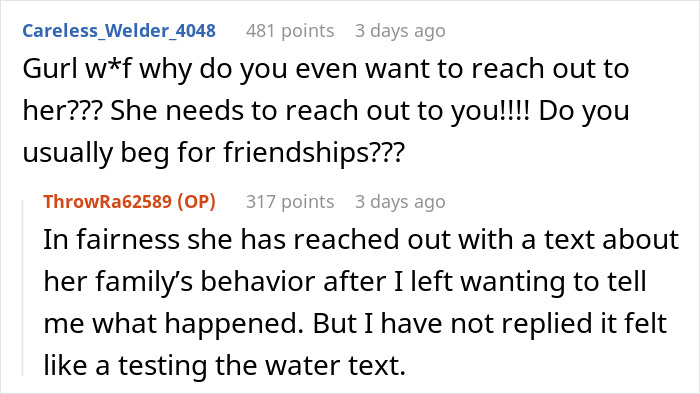 Discussion about friendship and communication breakdown with bride