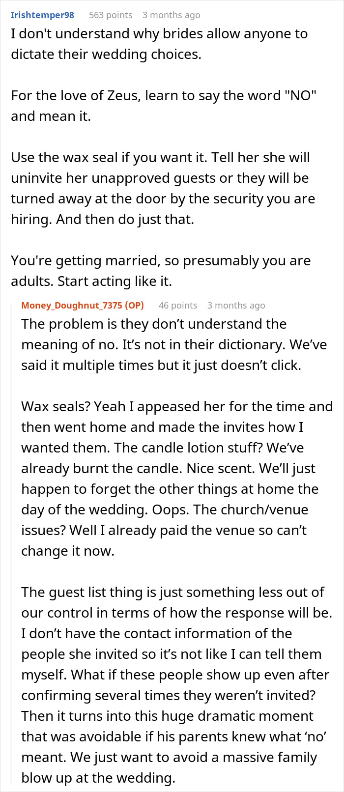 MIL Tries To Take Over Wedding Planning, Bride Can't Take It Anymore MIL Tries To Take Over Wedding Planning, Bride Can't Take It Anymore