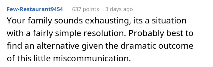 Comment about family drama and simple resolution suggestion Comment about family drama and simple resolution suggestion