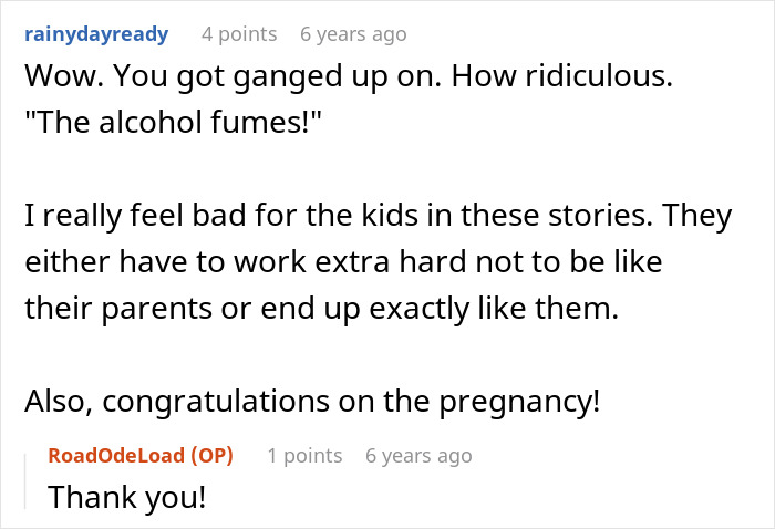 Reddit comment expressing disbelief and support for the pregnant woman working in a pub, mentioning religious fanatics.