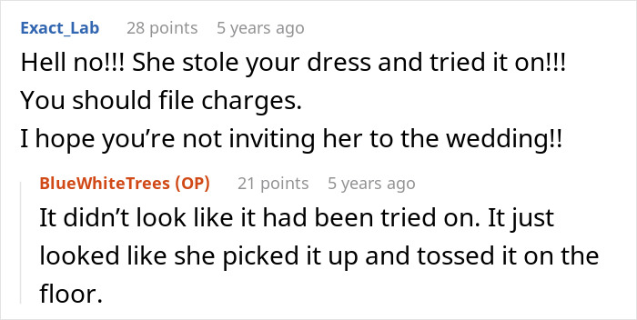 Mom Steals Bride's Wedding Dress, Has The Nerve To Lie When It's Literally Lying In Her House